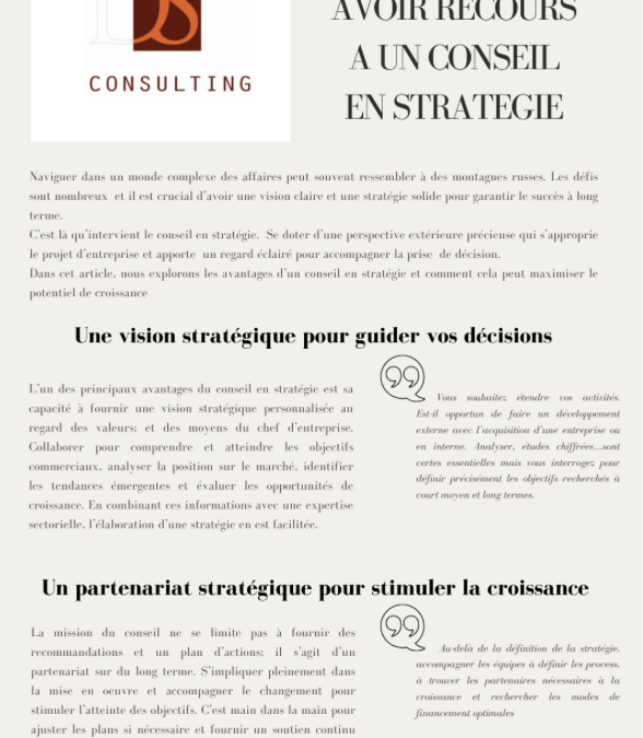 Pourquoi faire appel à un consultant?